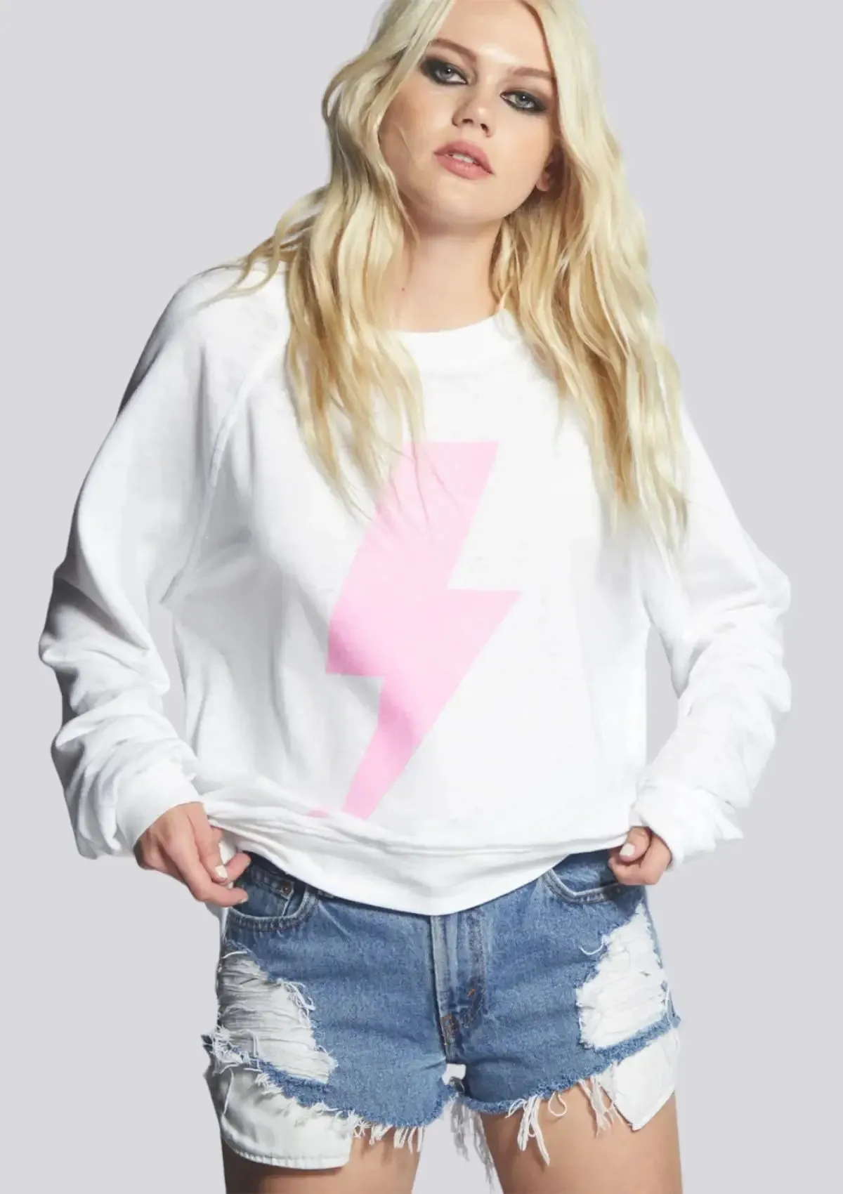 ACDC Pink Bolt Long Sleeve Sweater