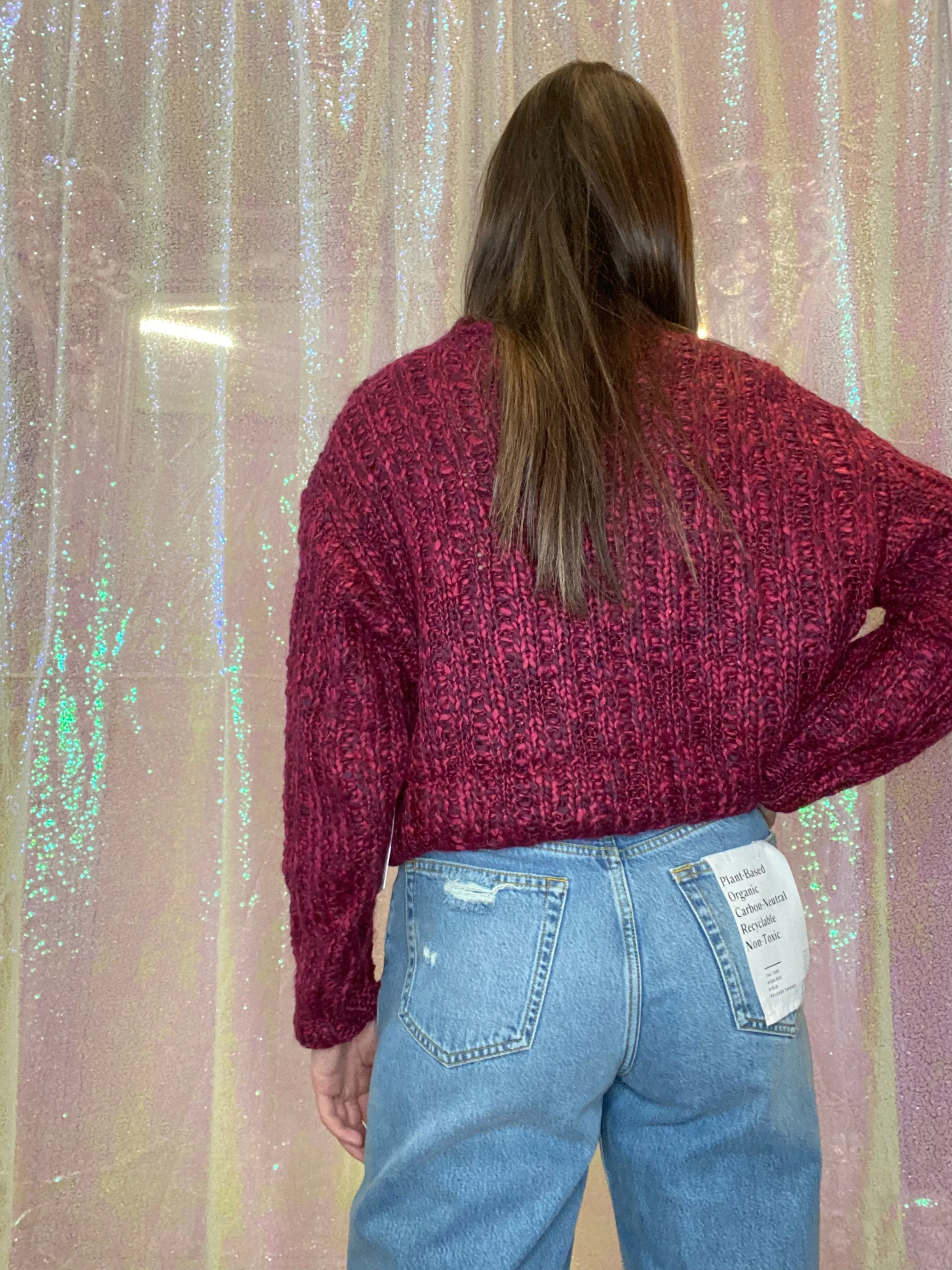 Berry Melange Chunky Knit Sweater