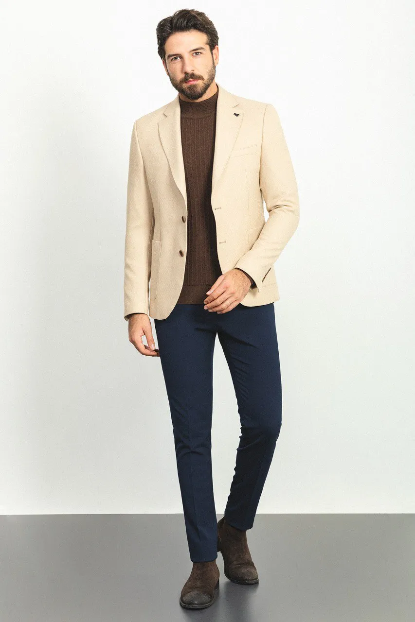 Bojoni Pezza Slim Fit Beige Blazer