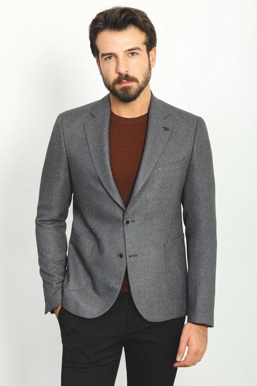 Bojoni Pezza Slim Fit Charcoal Blazer