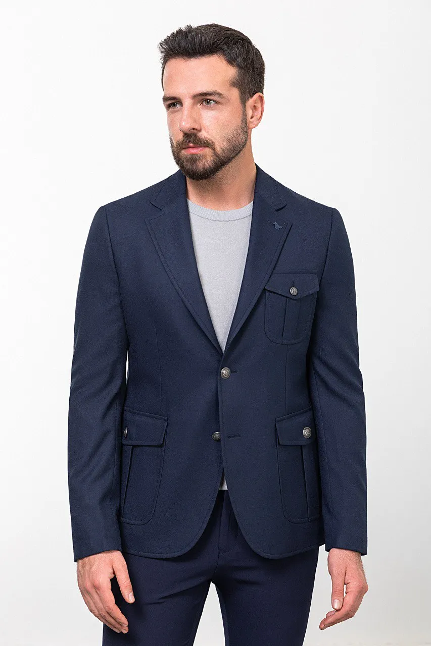 Bojoni Torretta Slim Fit Navy Blue Blazer