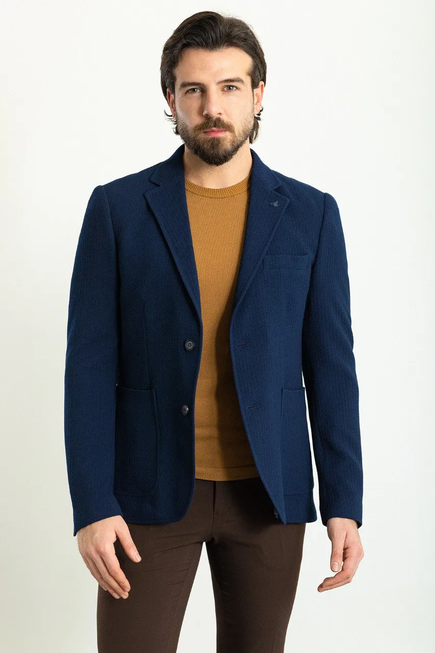 Bojoni Torretta Slim Fit Woven Dark Blue Blazer