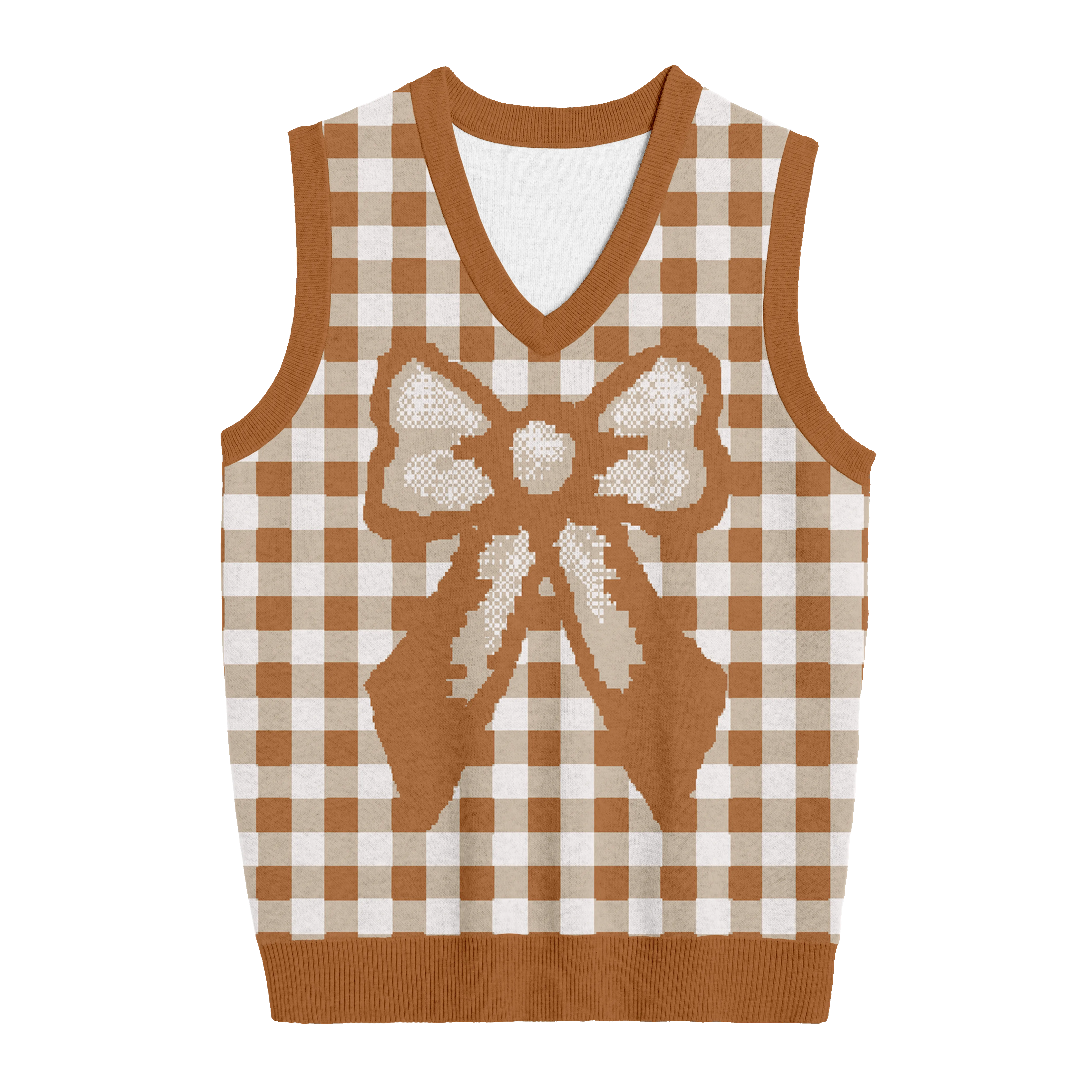 Brown Bow Knit Vest