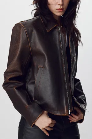 CALF LEATHER CROPPED JACKET