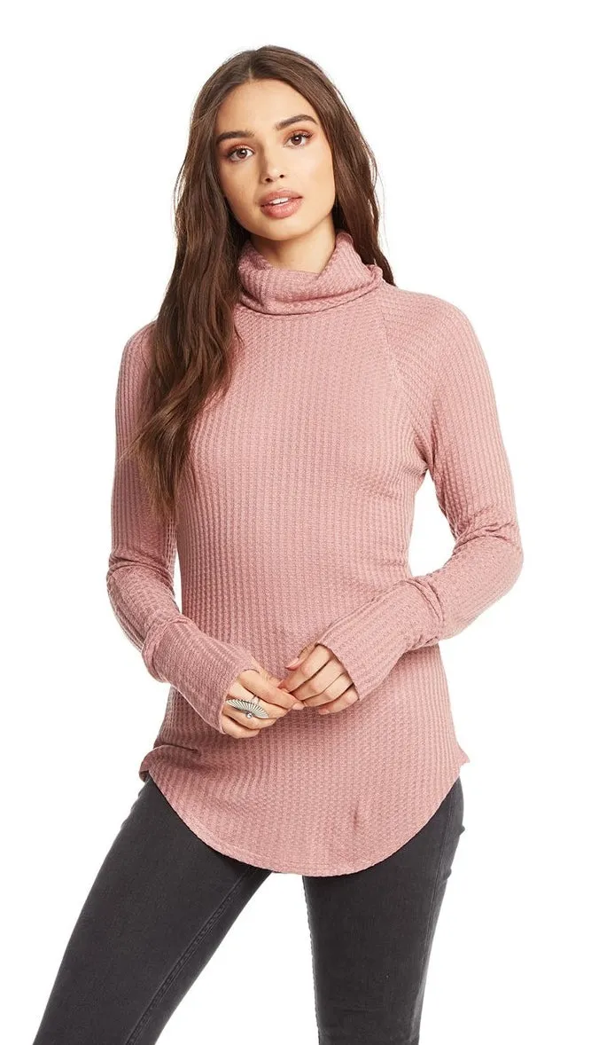 Chaser Thermal Raglan Turtleneck Rosebud