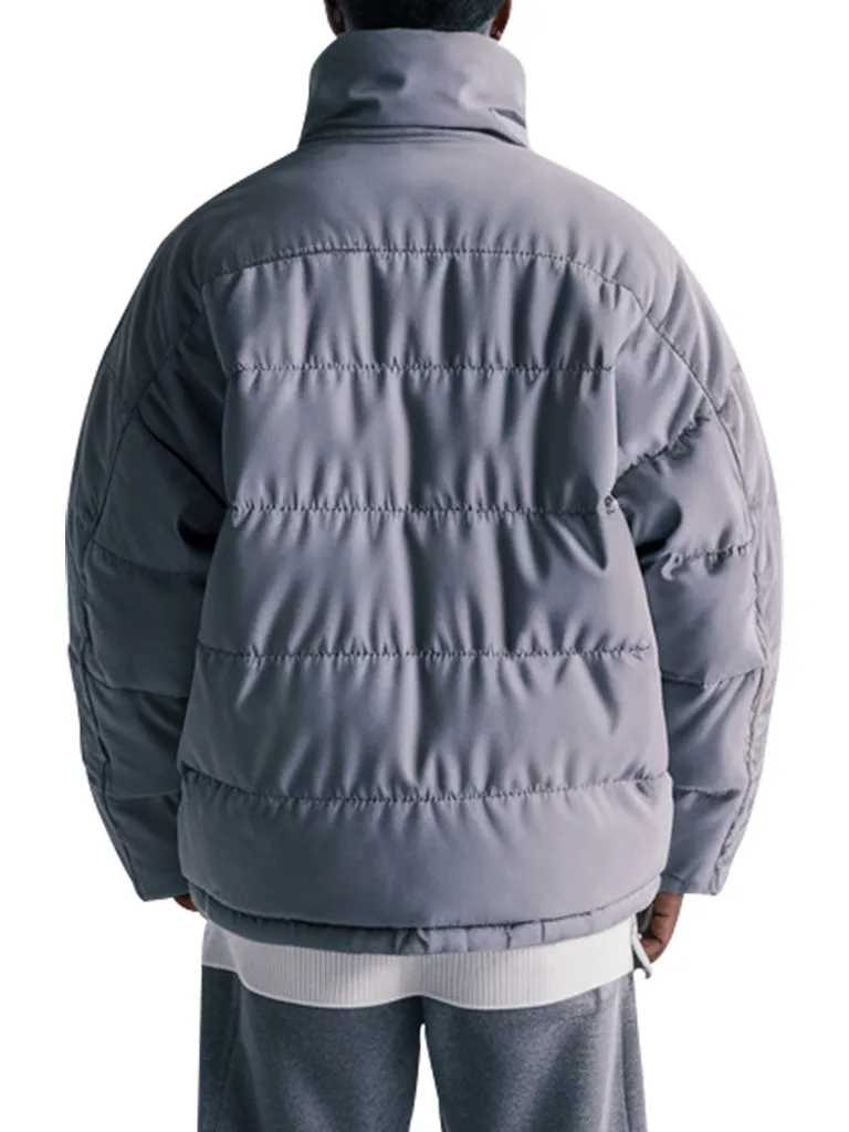 Classic Gray Quilted Puffer Jacket For Men