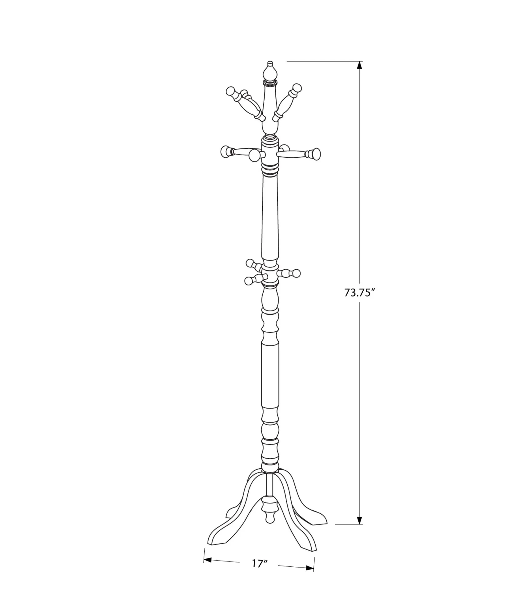 Coat Rack - 73"H / Cherry Wood Traditional Style