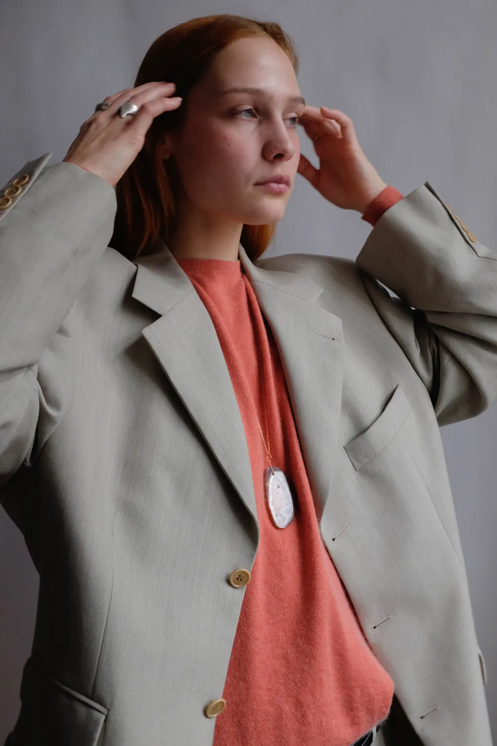 CORAL ORANGE CASHMERE SILK SWEATER