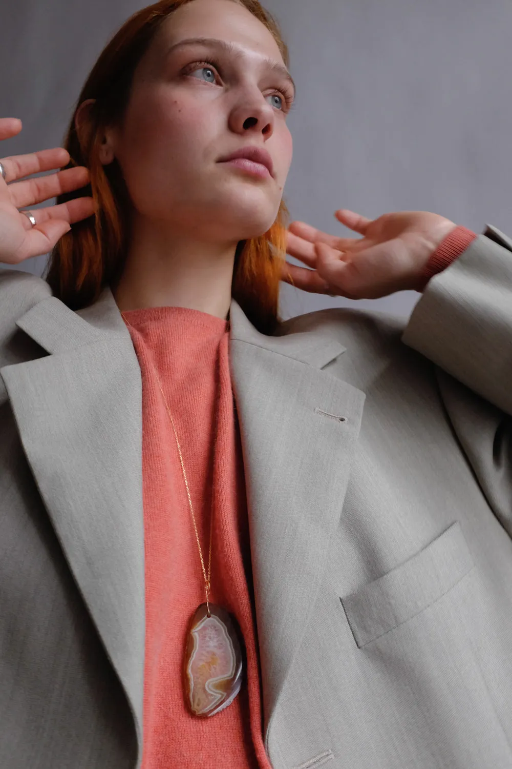 CORAL ORANGE CASHMERE SILK SWEATER