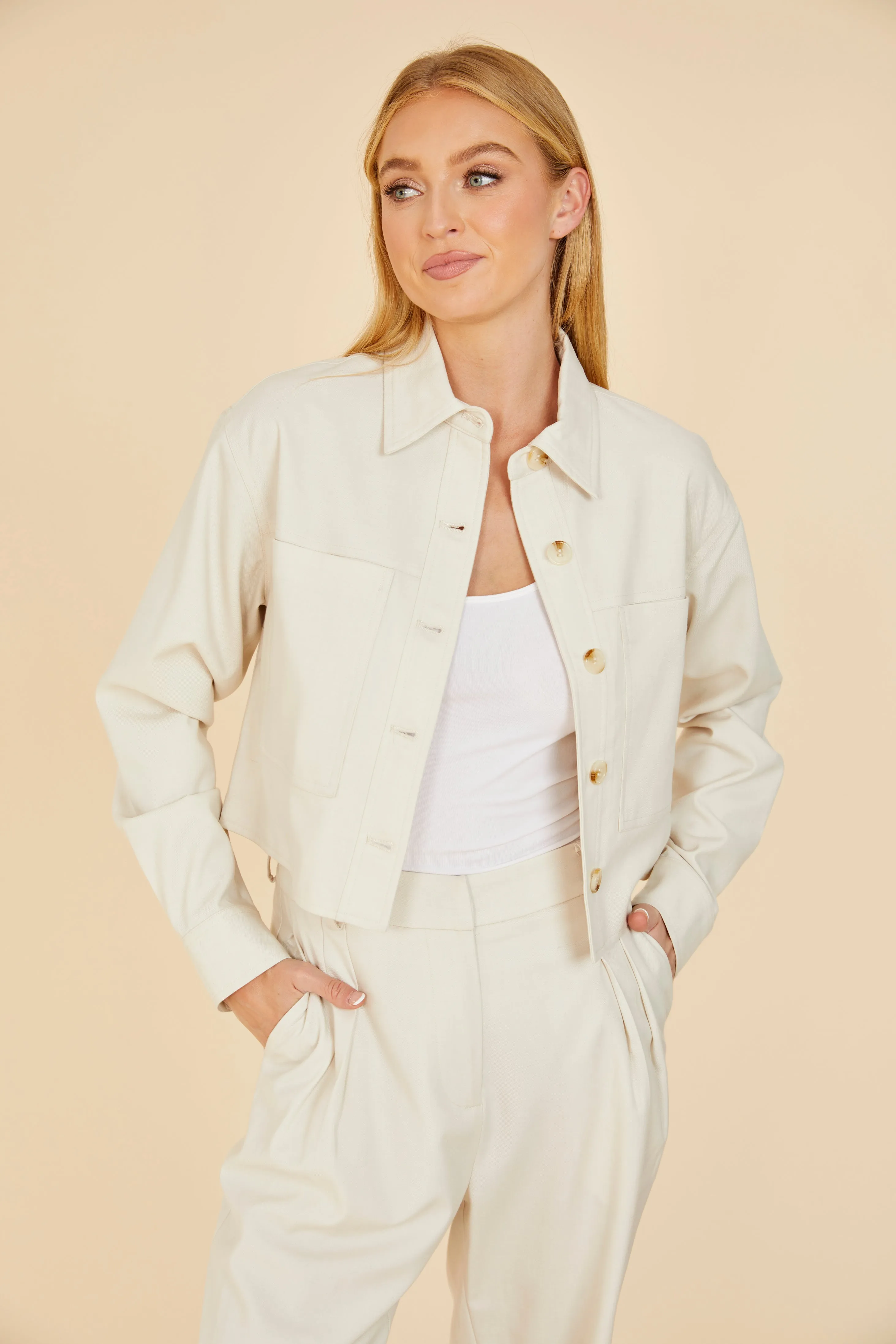 Cream Cropped Jacket