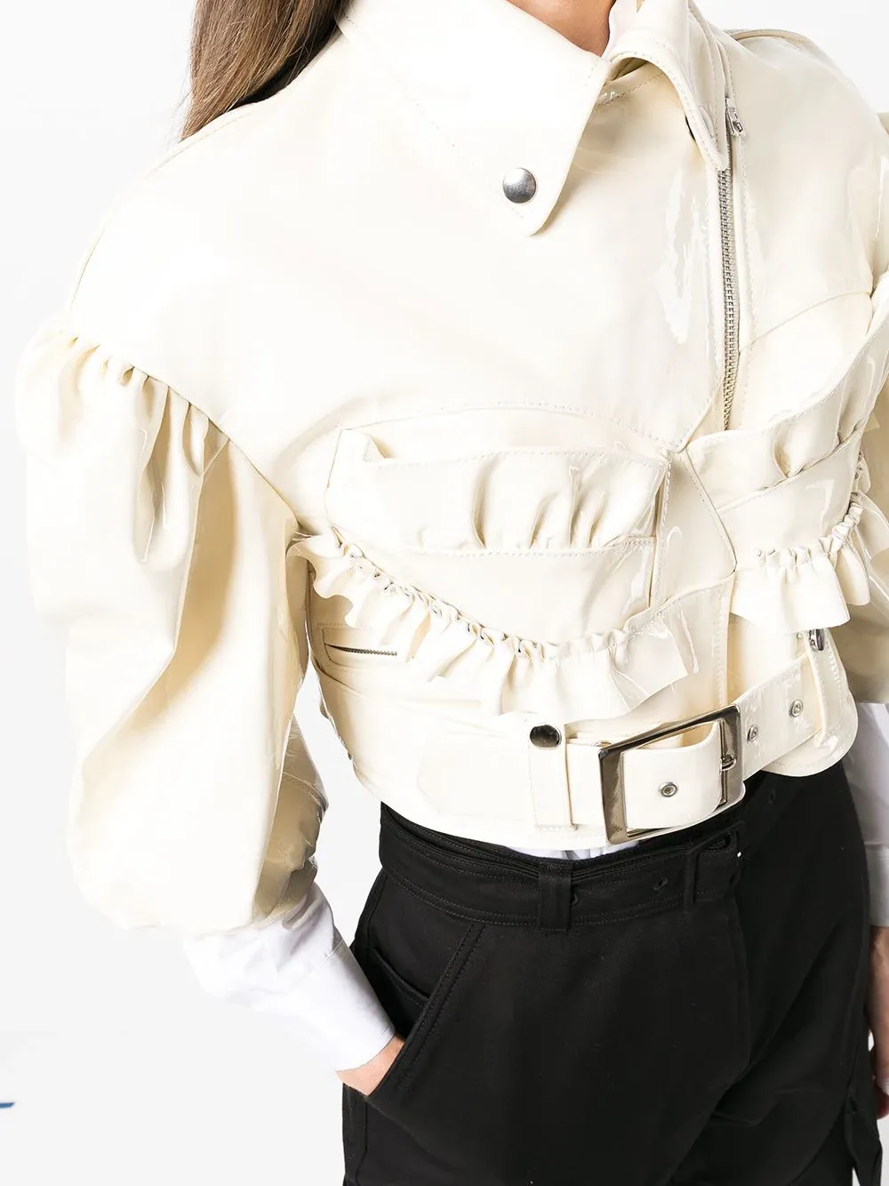 Cropped Bustier Biker Jacket