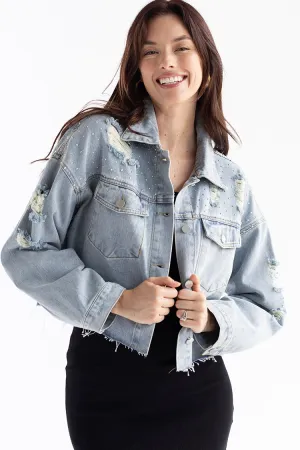 Distressed Studded Denim Jacket