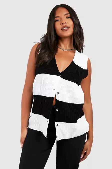 Elegant Stripes Longline Waistcoat