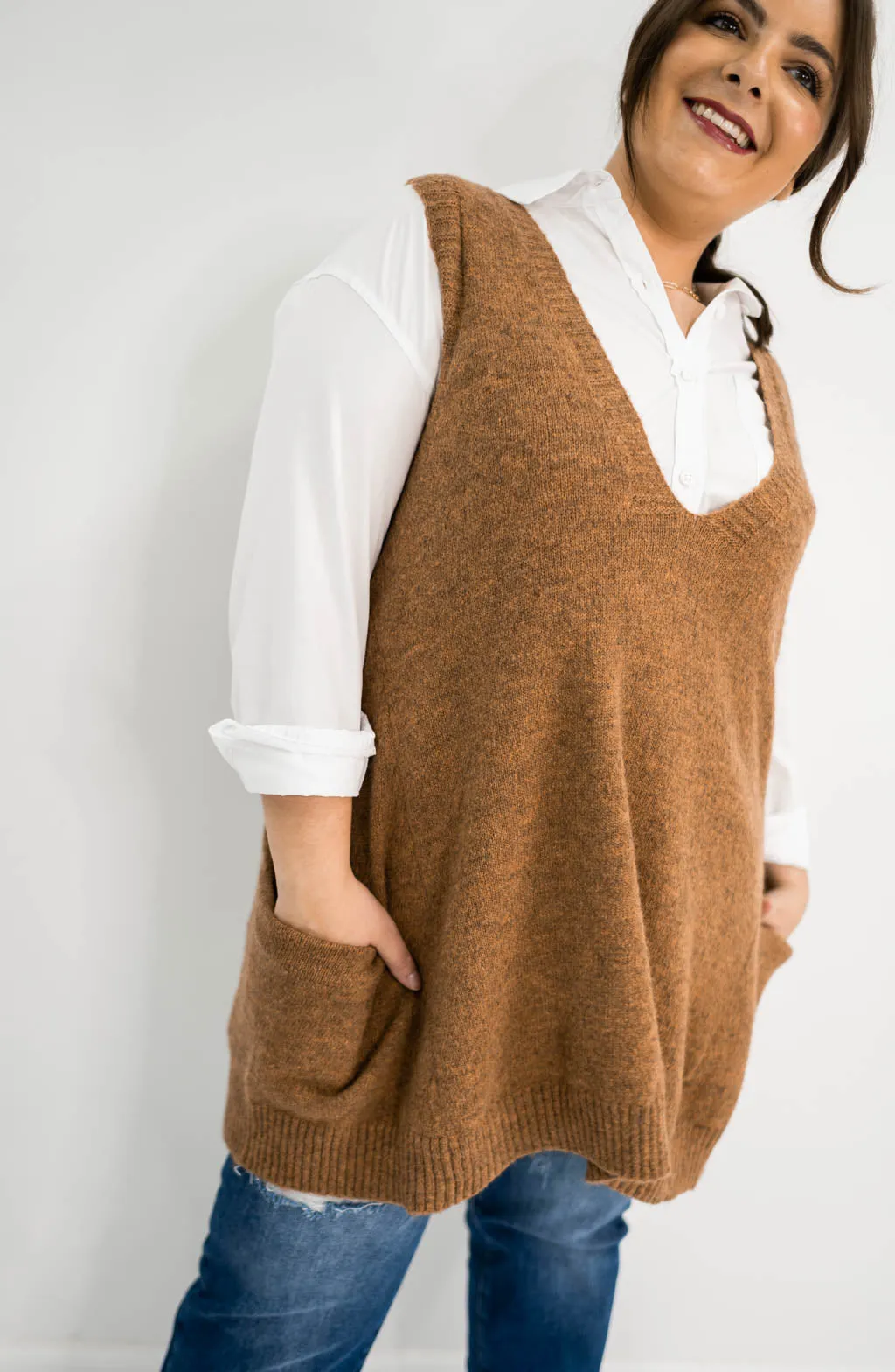 Faye Oversized Tunic Sweater with Pockets