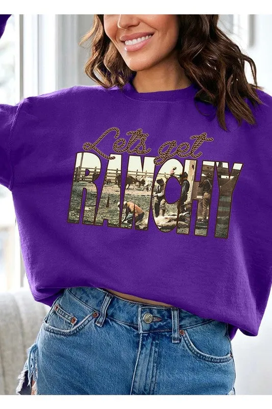 Get Ranchy Oversized Graphic Fleece Sweatshirts