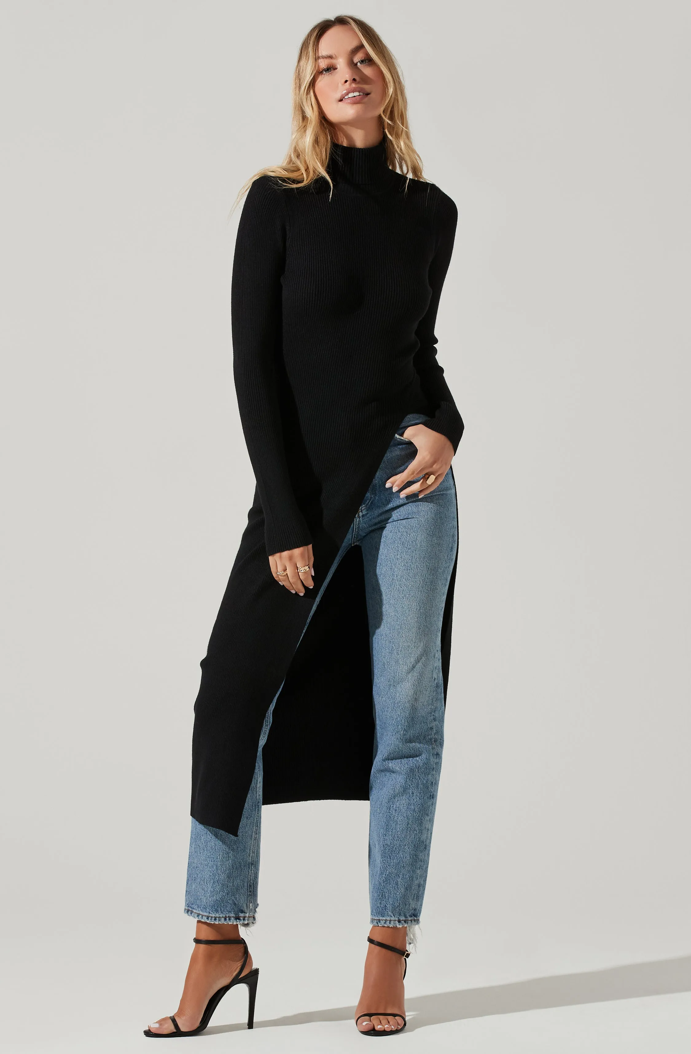 Hi Slit Turtleneck Sweater