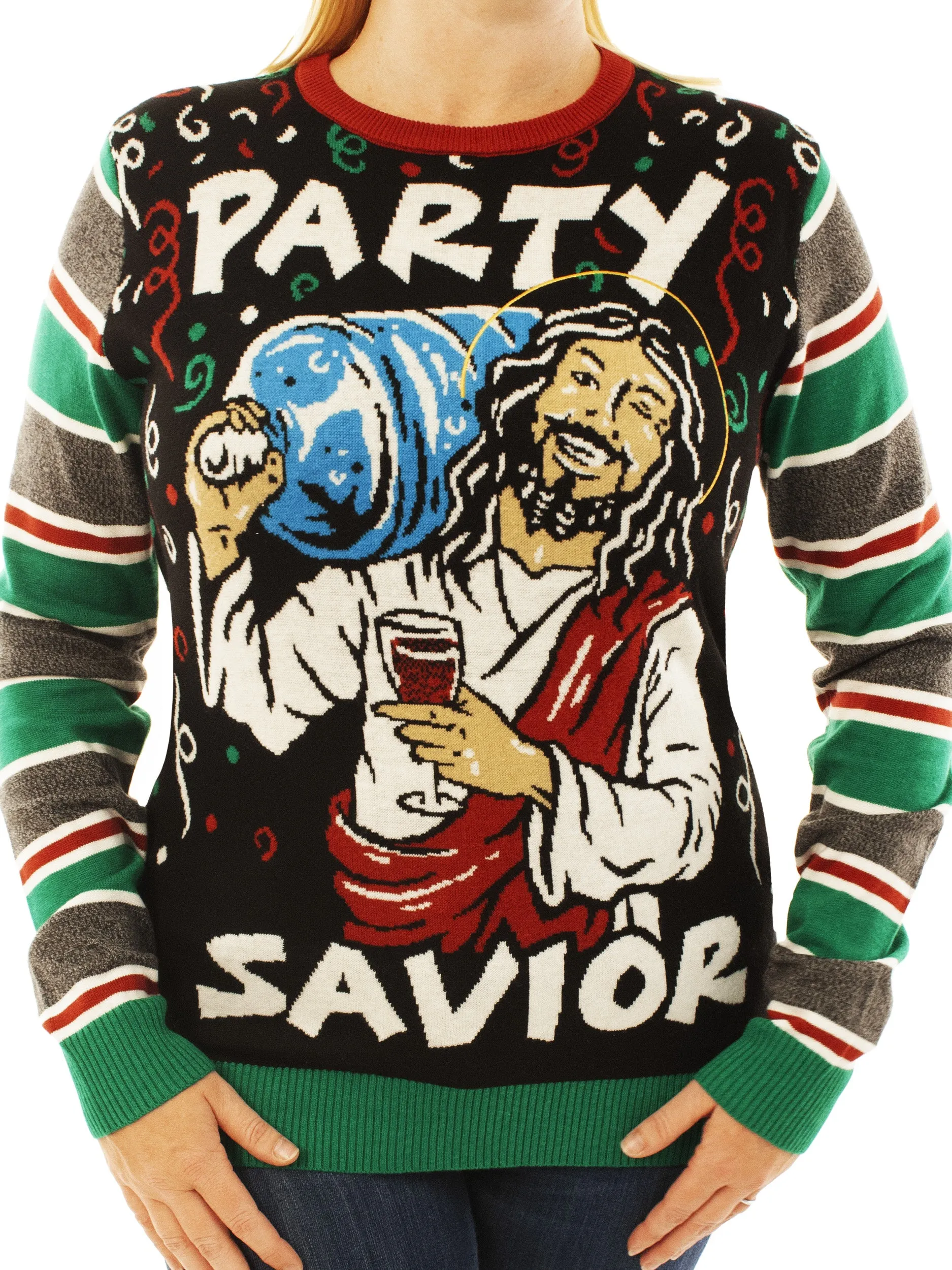 Jesus Party Savior | Ugly Christmas Sweater For Men & Women | Unisex Sizing