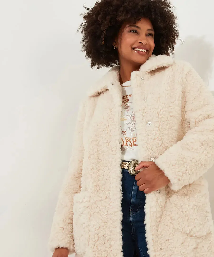 Joe Browns 18 Cream Cosy Up Furry Coat