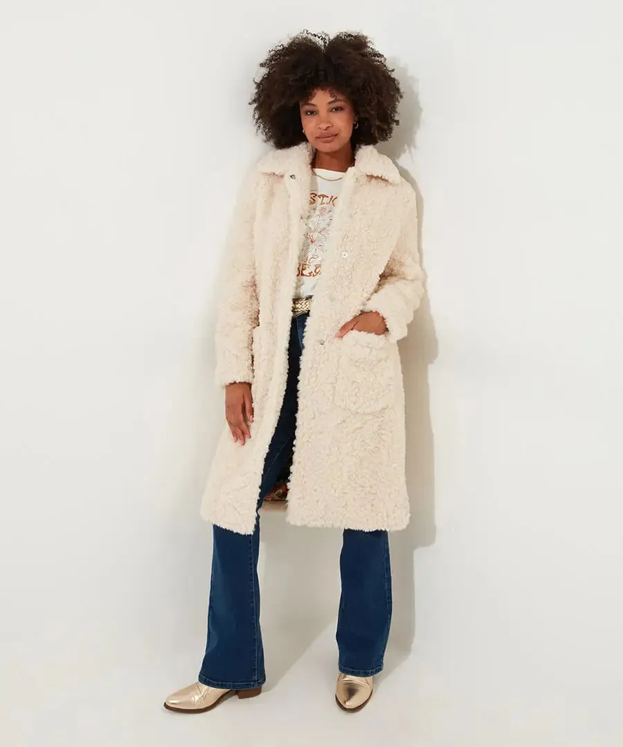 Joe Browns 18 Cream Cosy Up Furry Coat