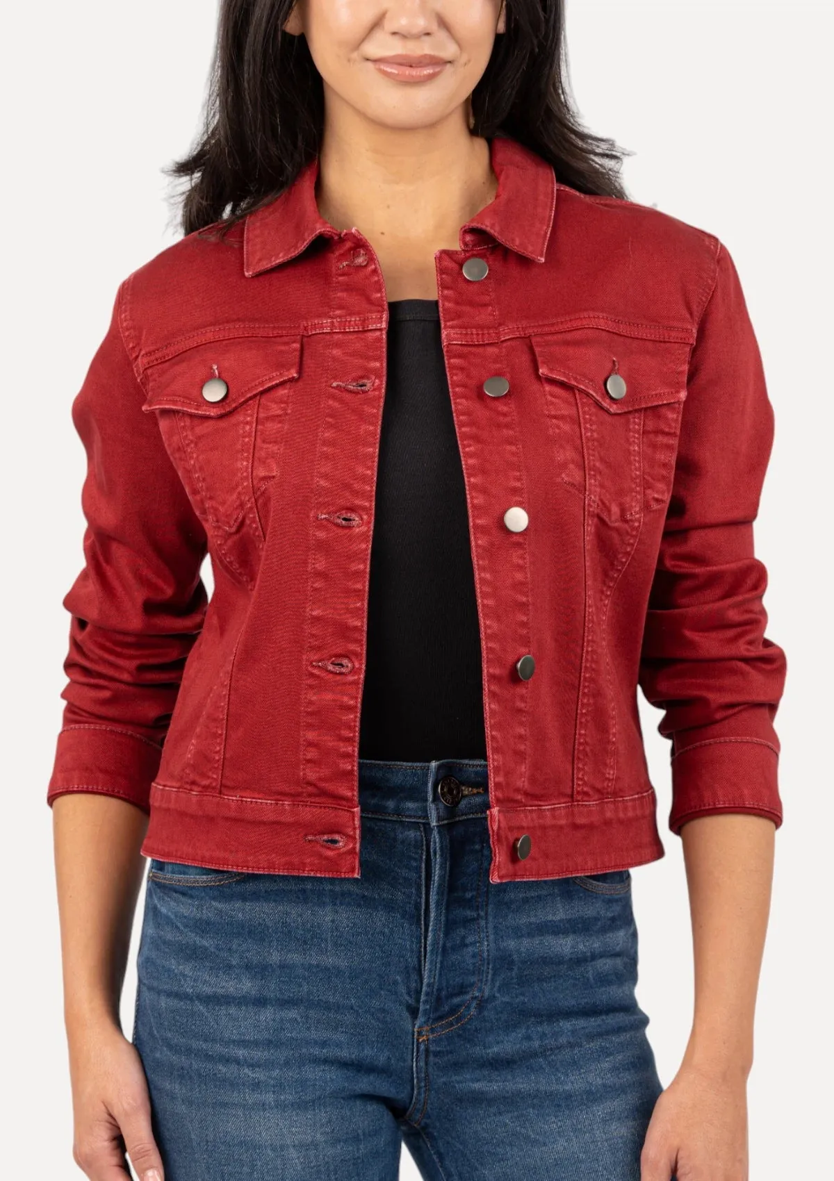 Julie Crop Jacket With Fitted Shoulder - Red