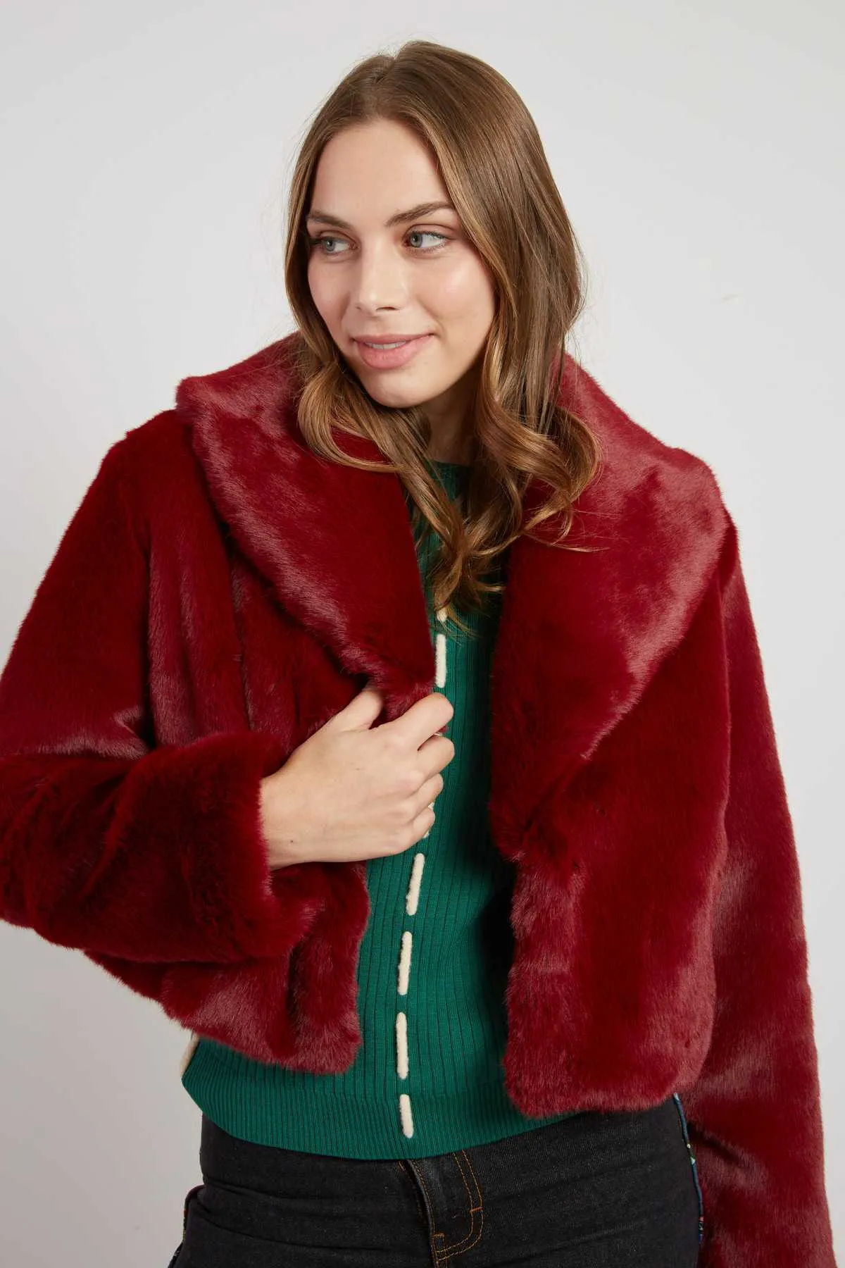 Lambada Faux Fur Jacket Bordeaux