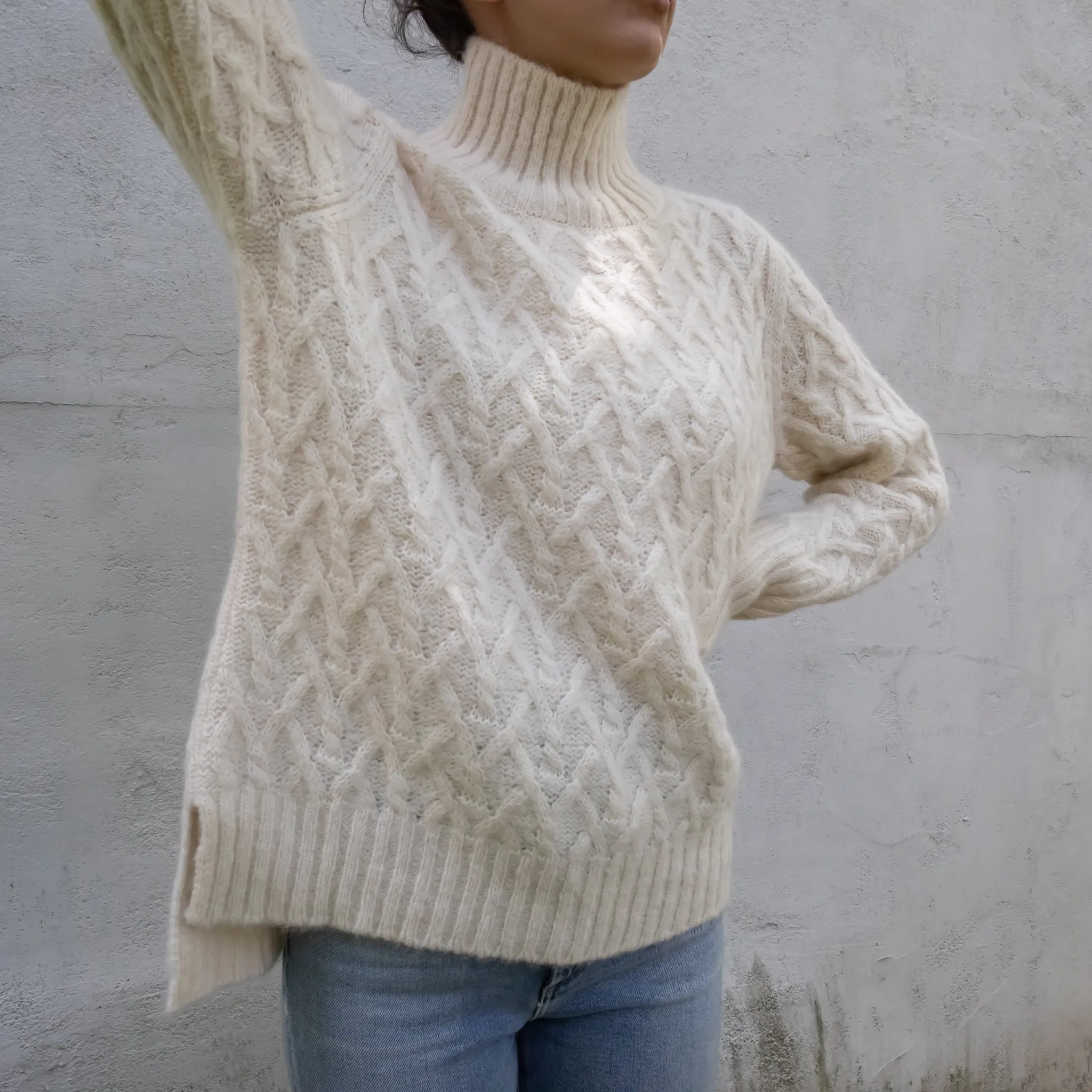 Lattice Cable Alpaca Sweater