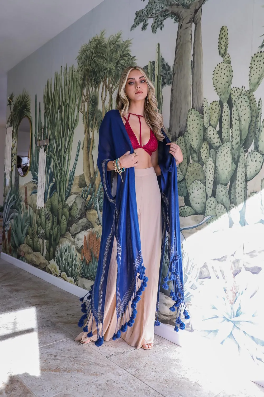 Longline Tassel Border Kimono