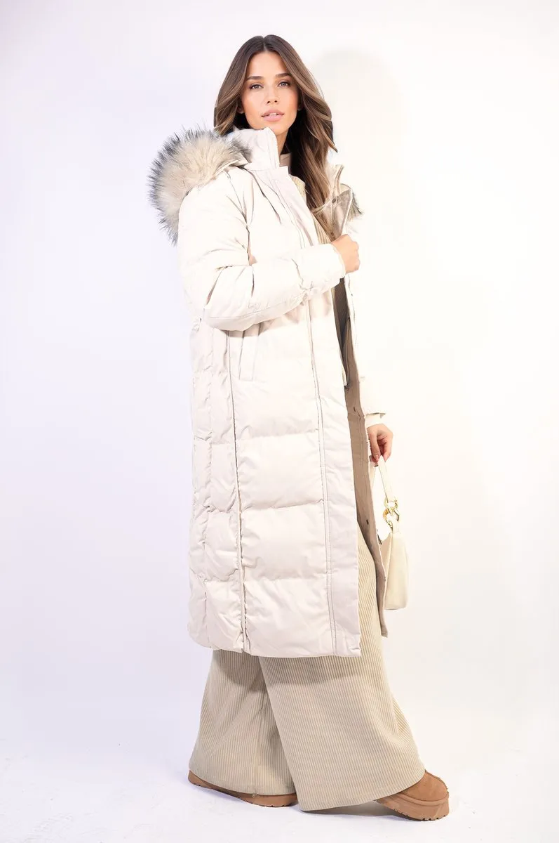 Maisie Longline Faux Fur Hooded Puffer Jacket