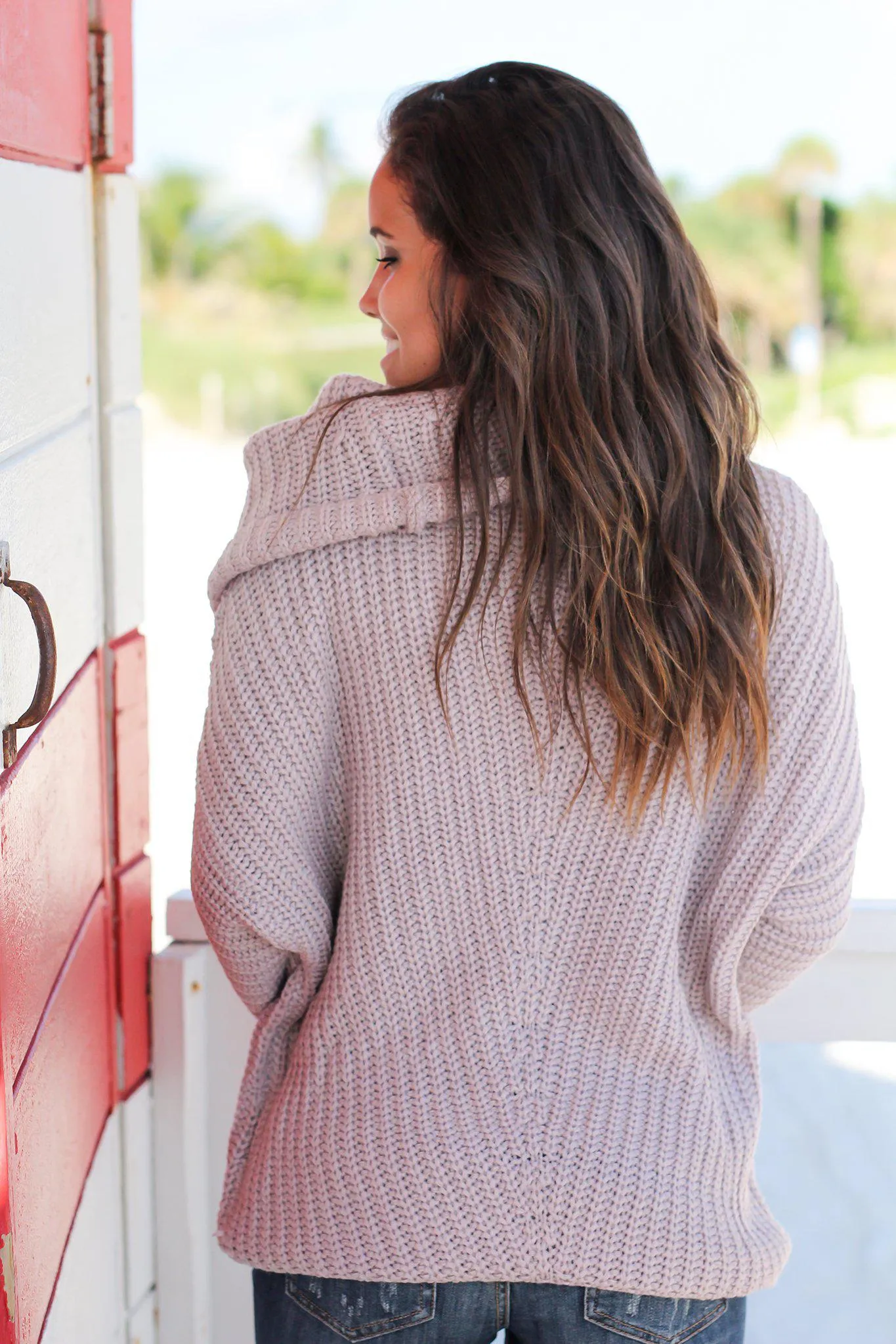 Mauve Knit Oversized Sweater