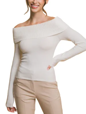 Moonbeam Ribbed Fitted Bardot Top