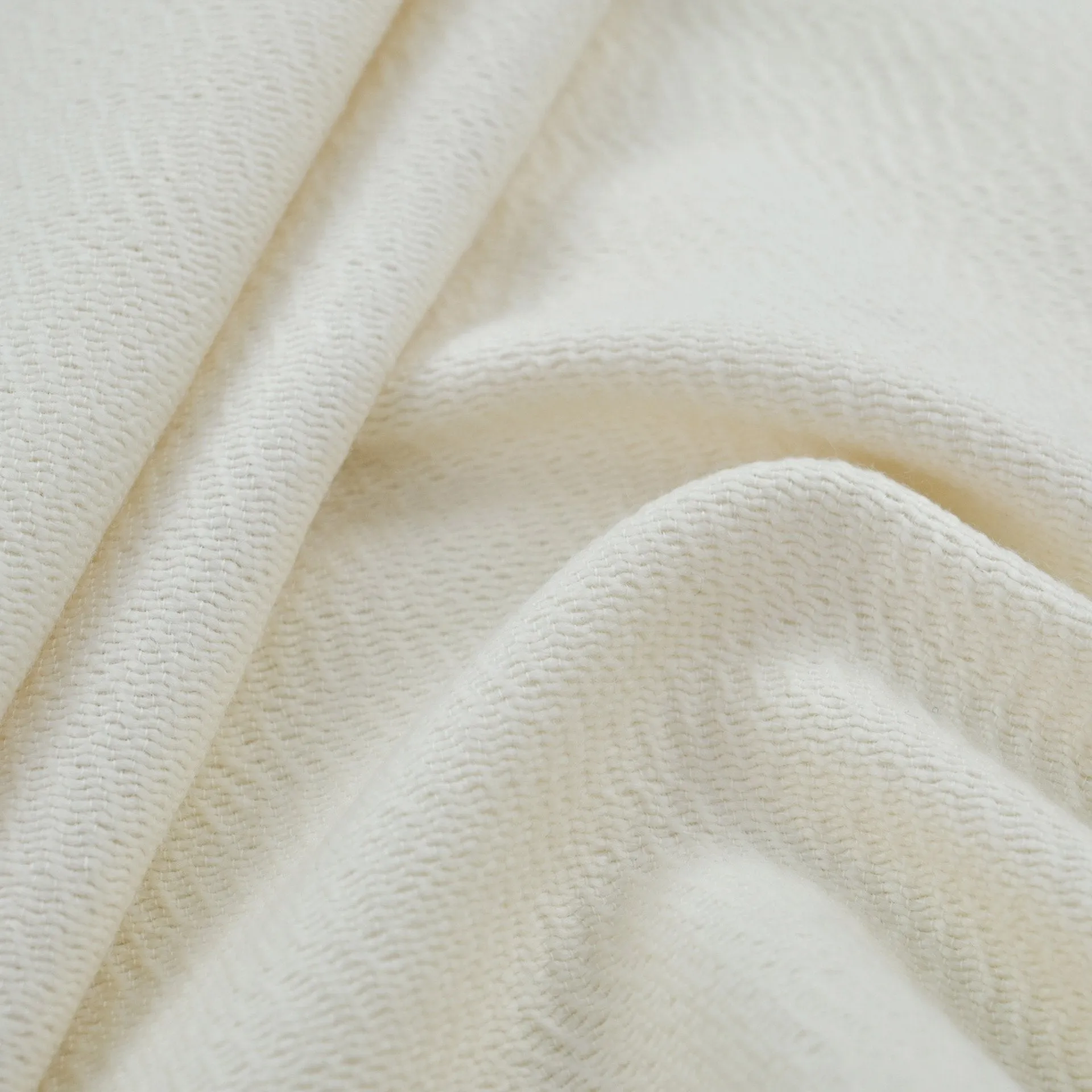 Off-White Textured Wool Fabric 96878