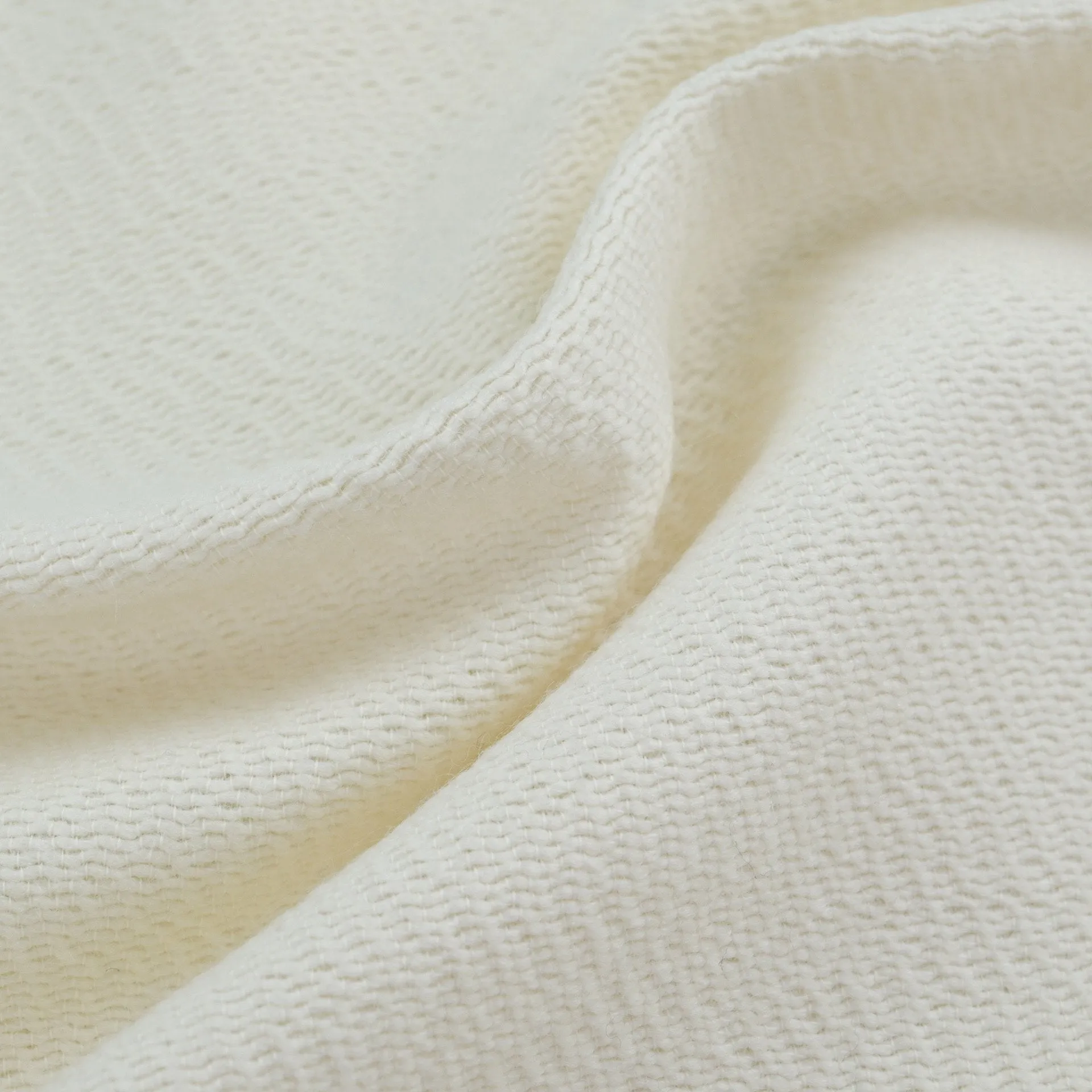 Off-White Textured Wool Fabric 96878