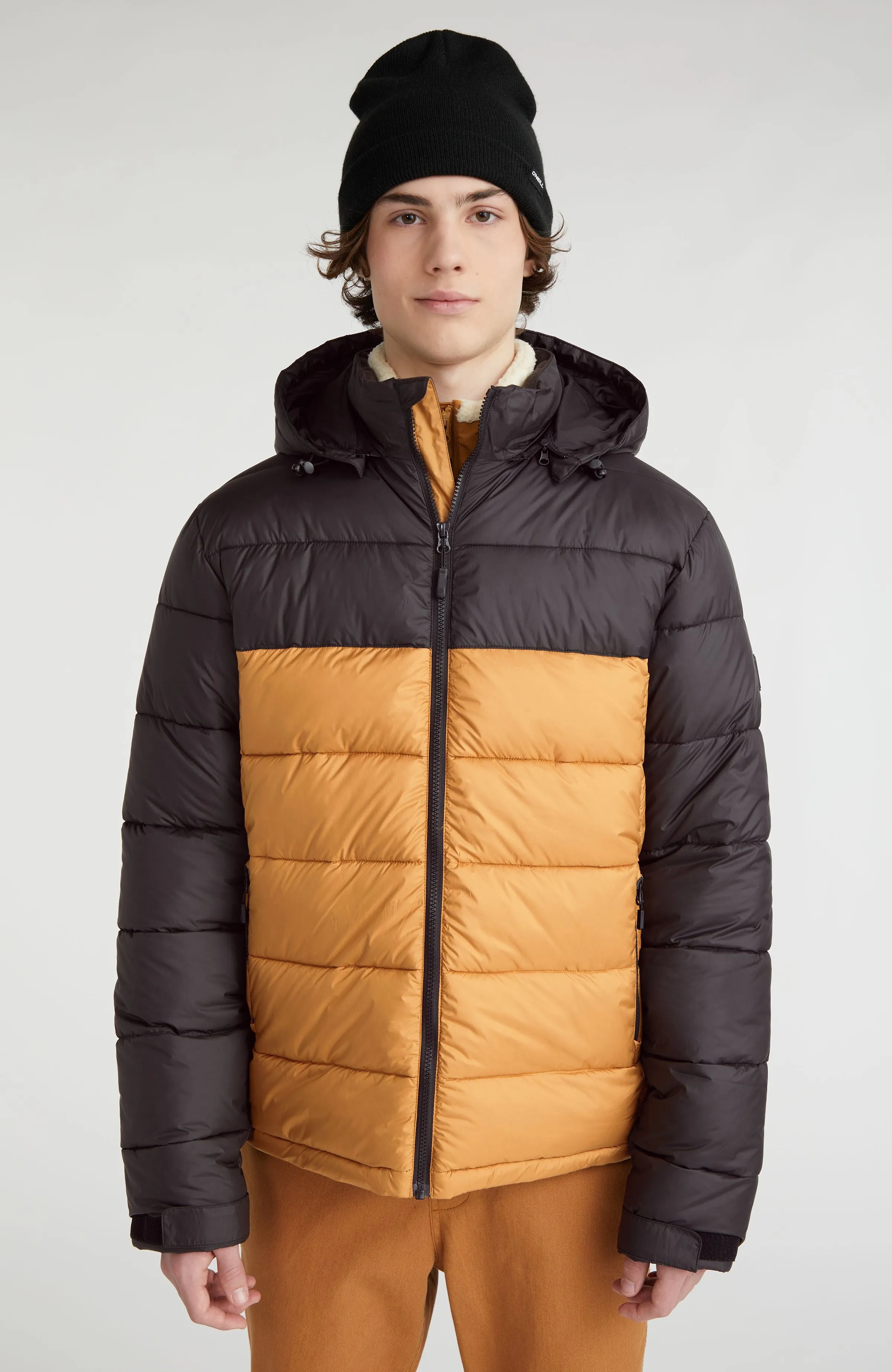 O'Riginals Puffer Jacket | Rich Caramel Colour block