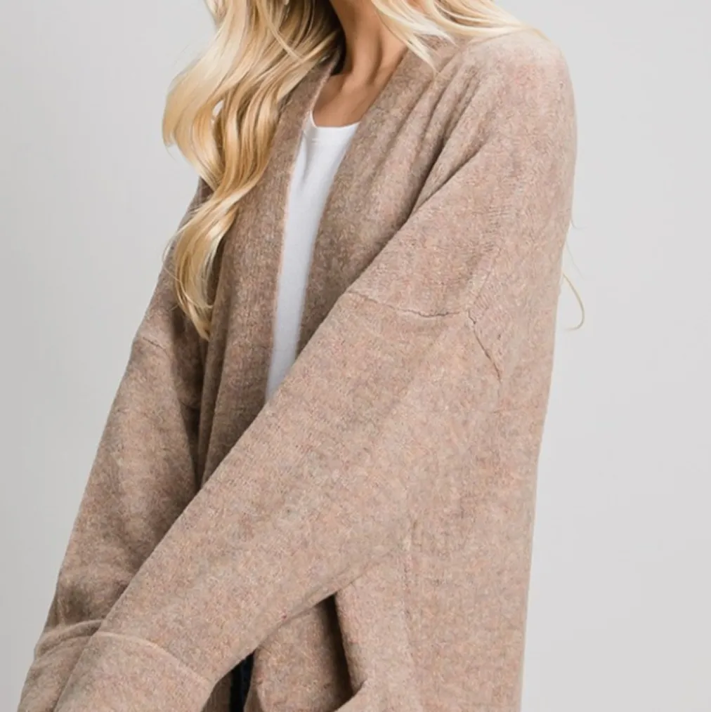 Oversized Drape Cardigan in Taupe