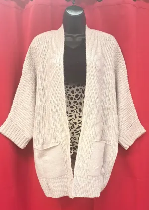 Oversized Grey Cardigan w/Pockets - #7694-7697