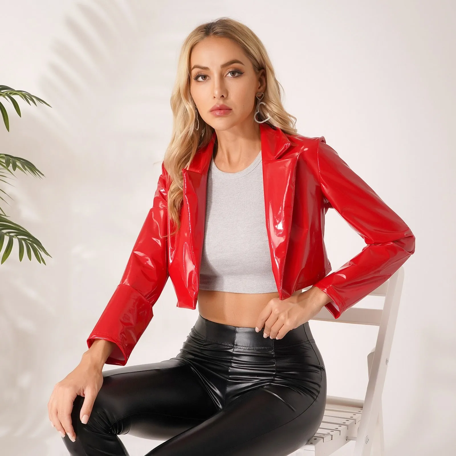 Patent Leather Cropped Jacket