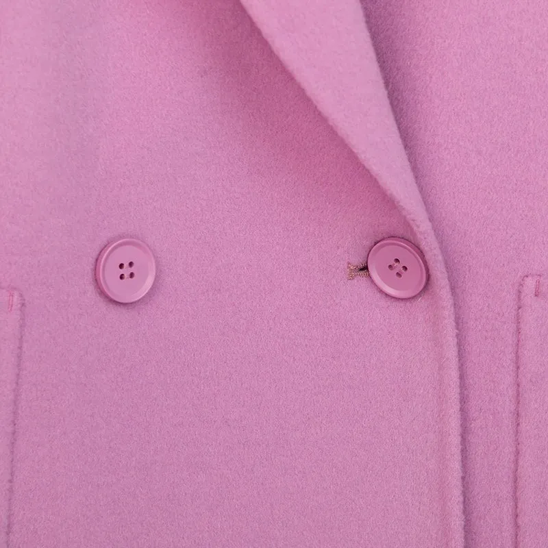 Pink Double Sided Belted Long Overcoats