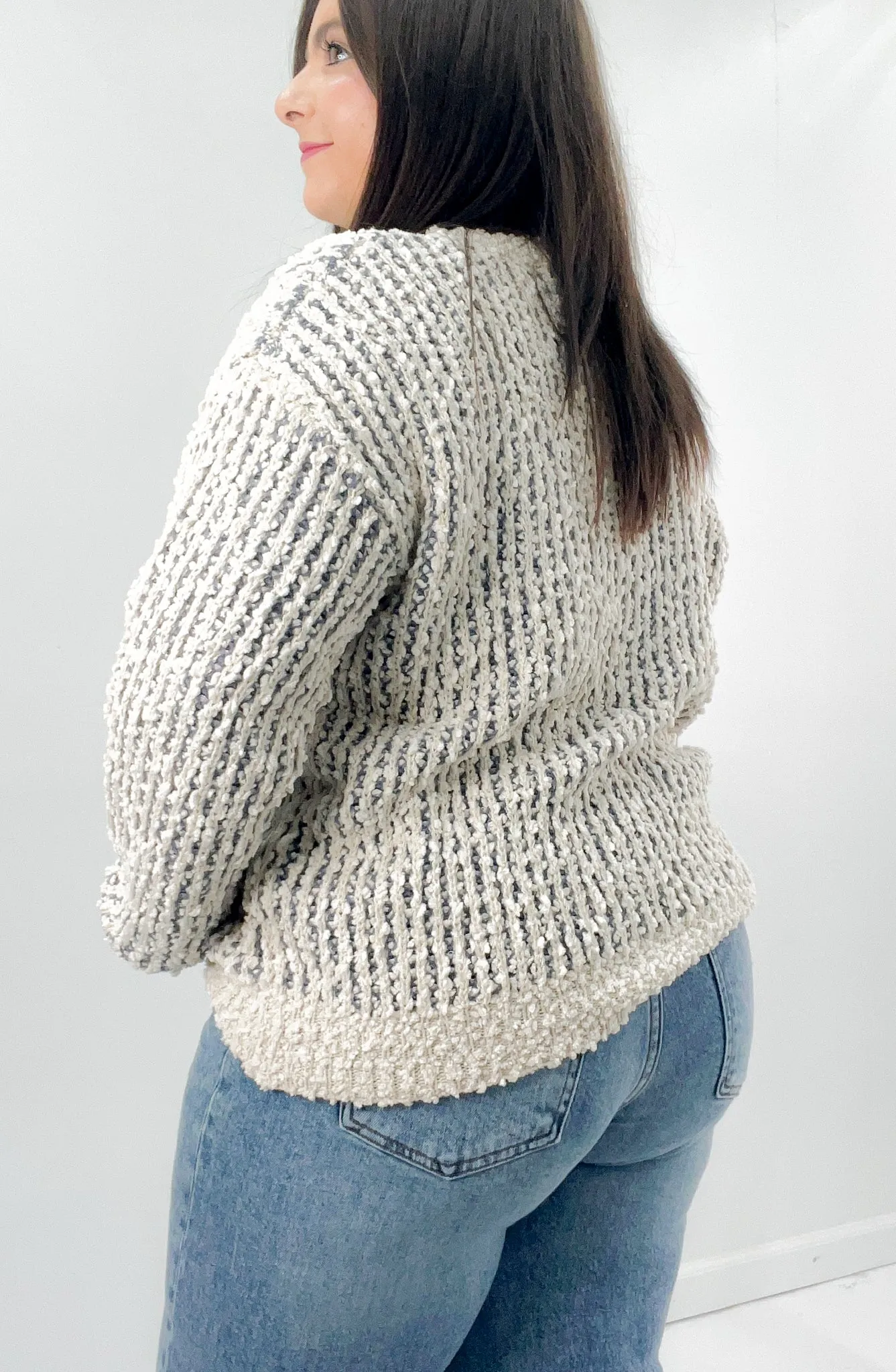 Popcorn Yarn Pullover Sweater