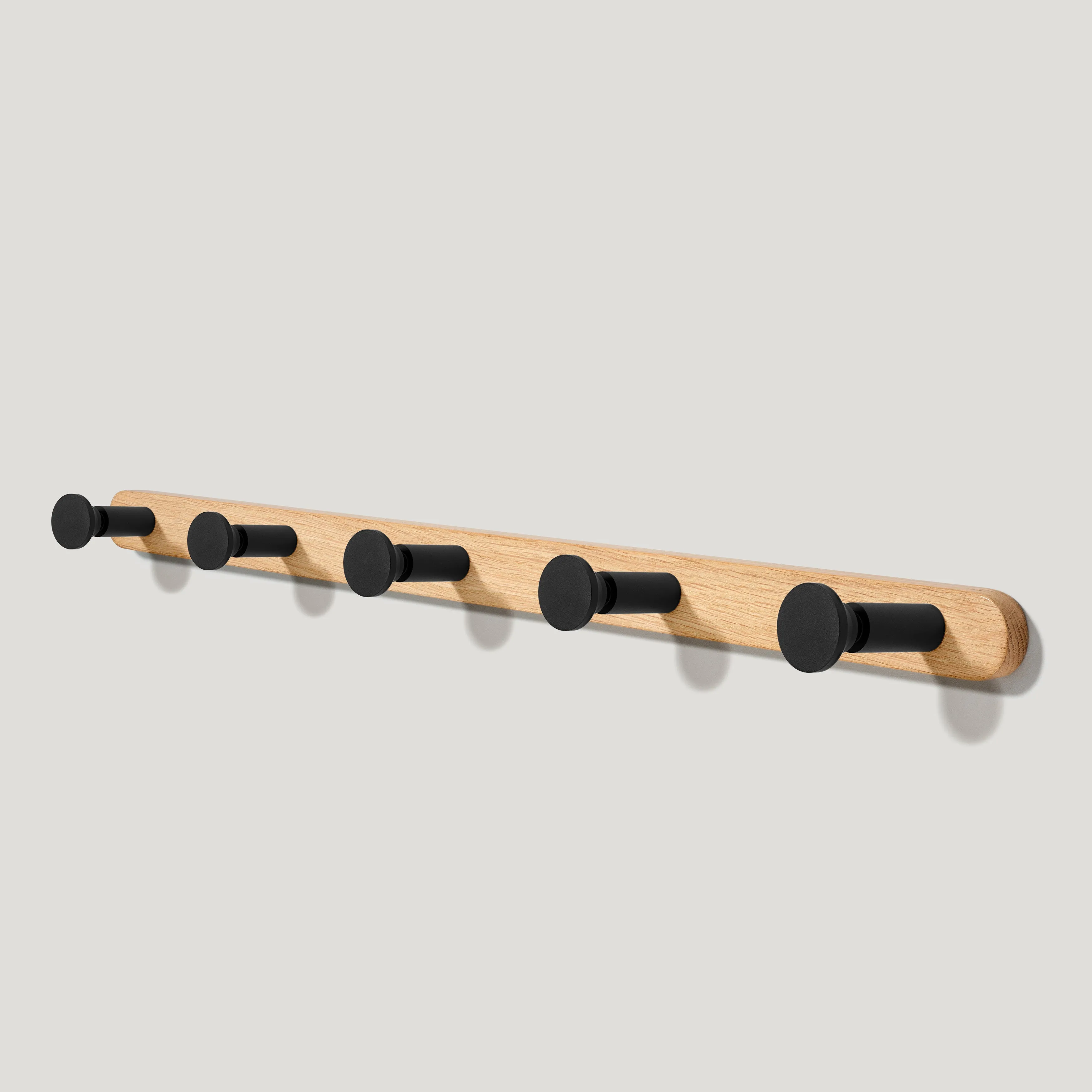 PULLMAN Wooden Wall Mounted Coat Rack - Oak / Black