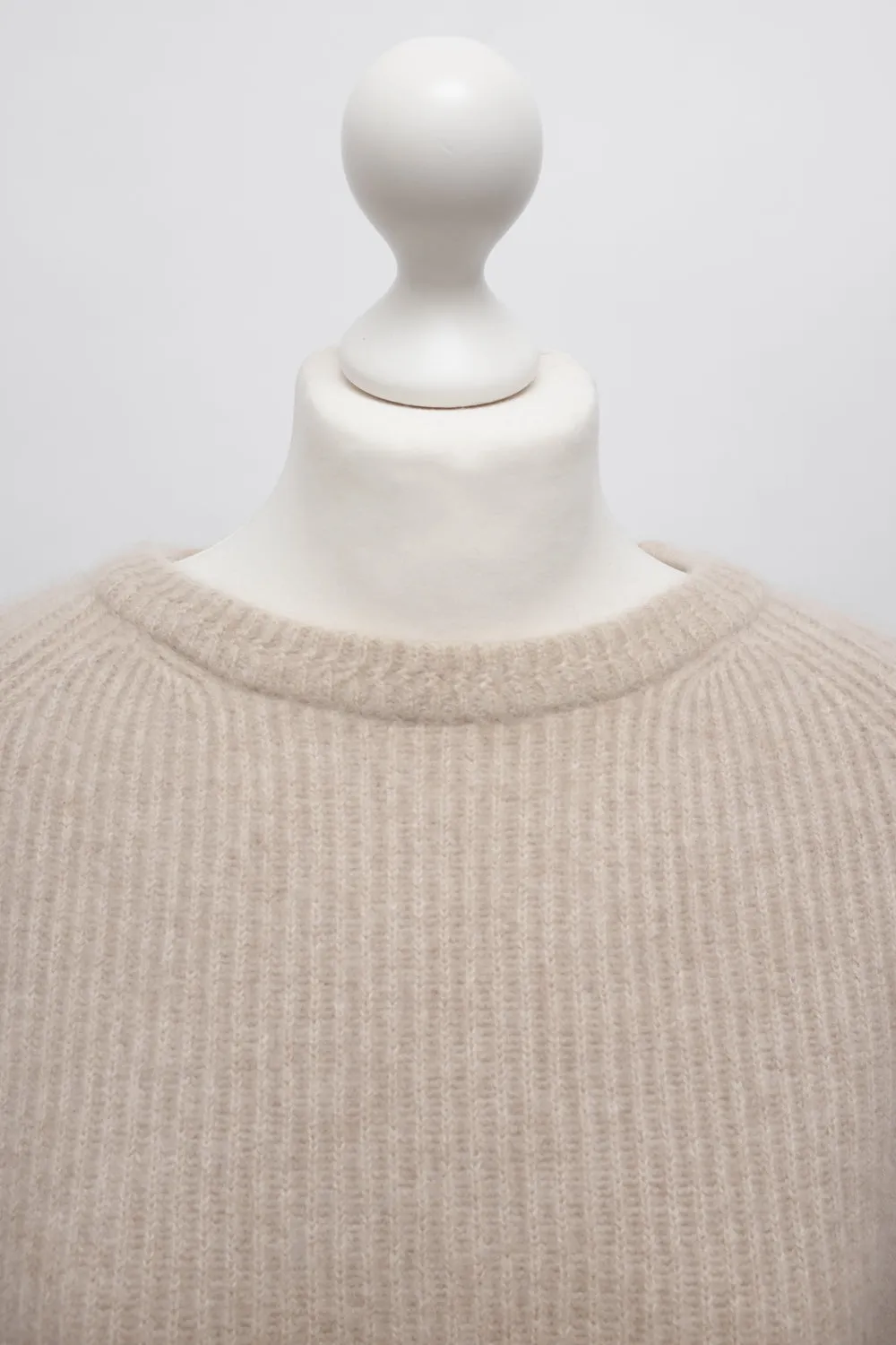 PURE CASHMERE RIB CHUNKY BEIGE ITALY SWEATER