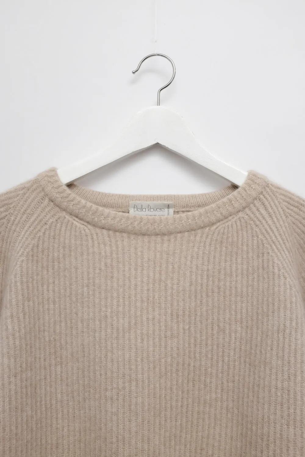 PURE CASHMERE RIB CHUNKY BEIGE ITALY SWEATER