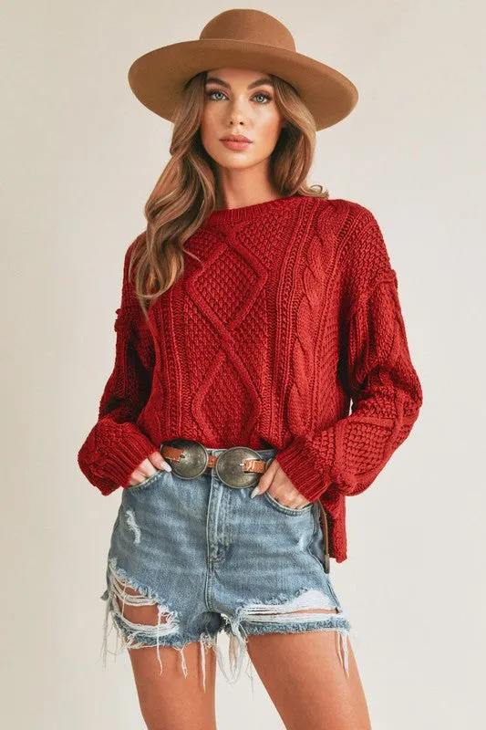 Relaxed Fit Adela Cable Knit Sweater