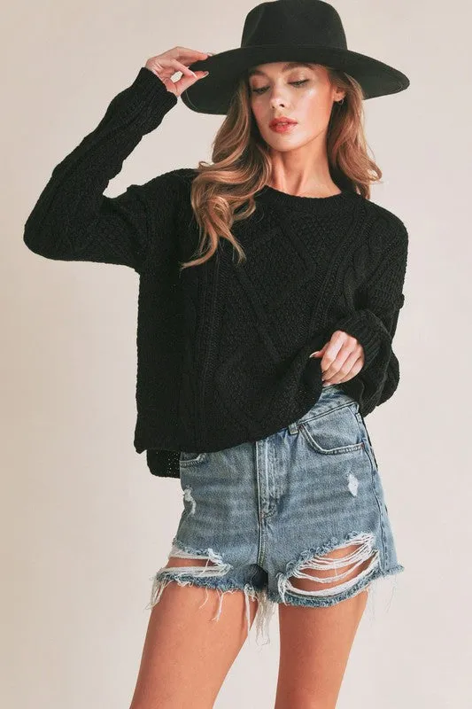 Relaxed Fit Adela Cable Knit Sweater