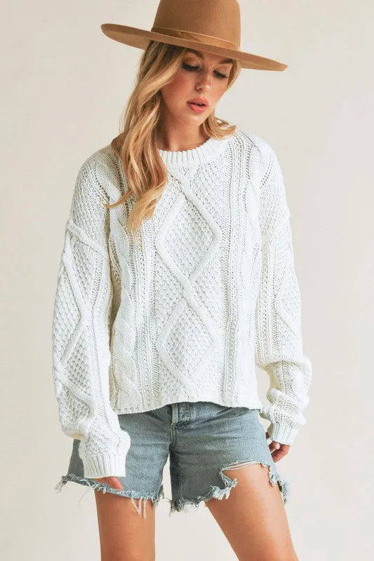 Relaxed Fit Adela Cable Knit Sweater