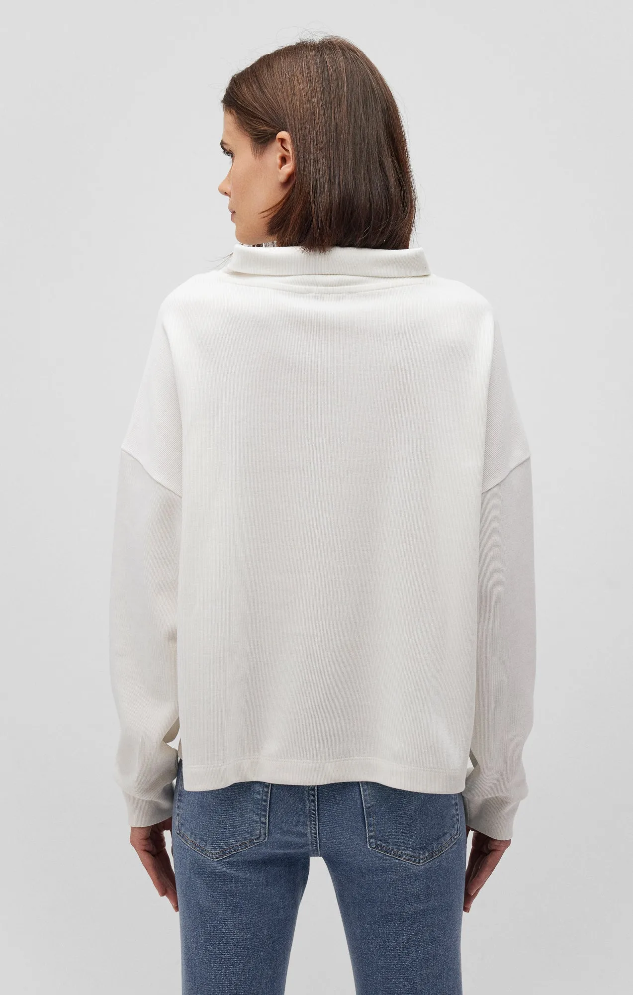 SHAWL NECK SWEATER IN ANTIQUE WHITE