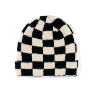 Tanner Beanie Black Cream Check