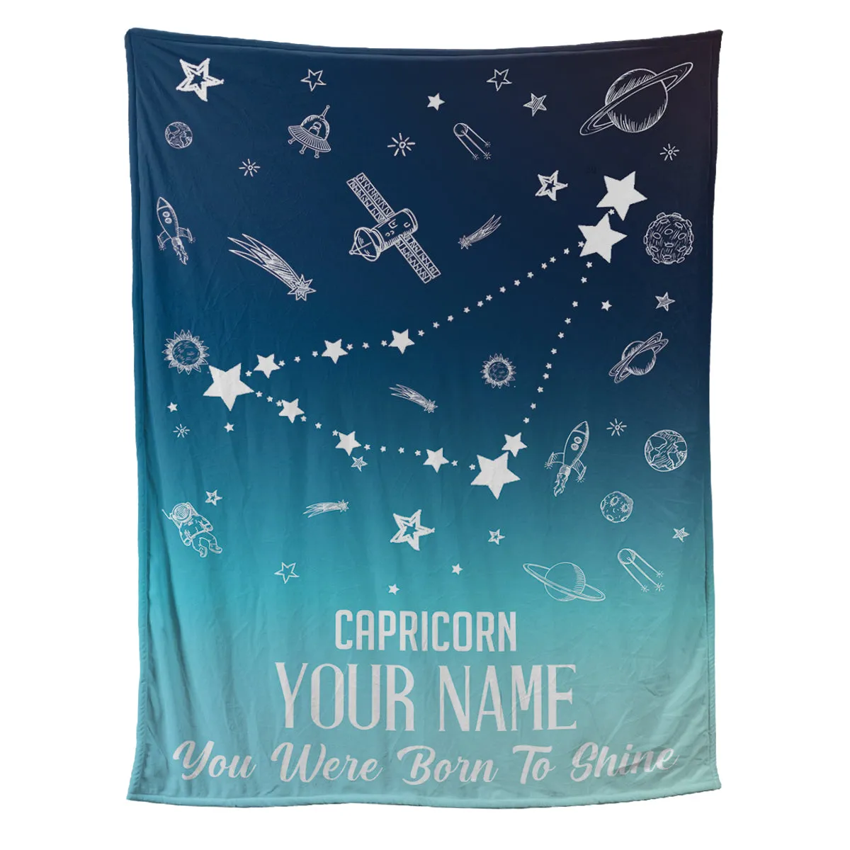 Teesdily | Capricorn Customized Fleece Blanket Constellation Blanket You Were Born To Shine Fleece Personalized Name Zodiac Blankets Astrology Gifts