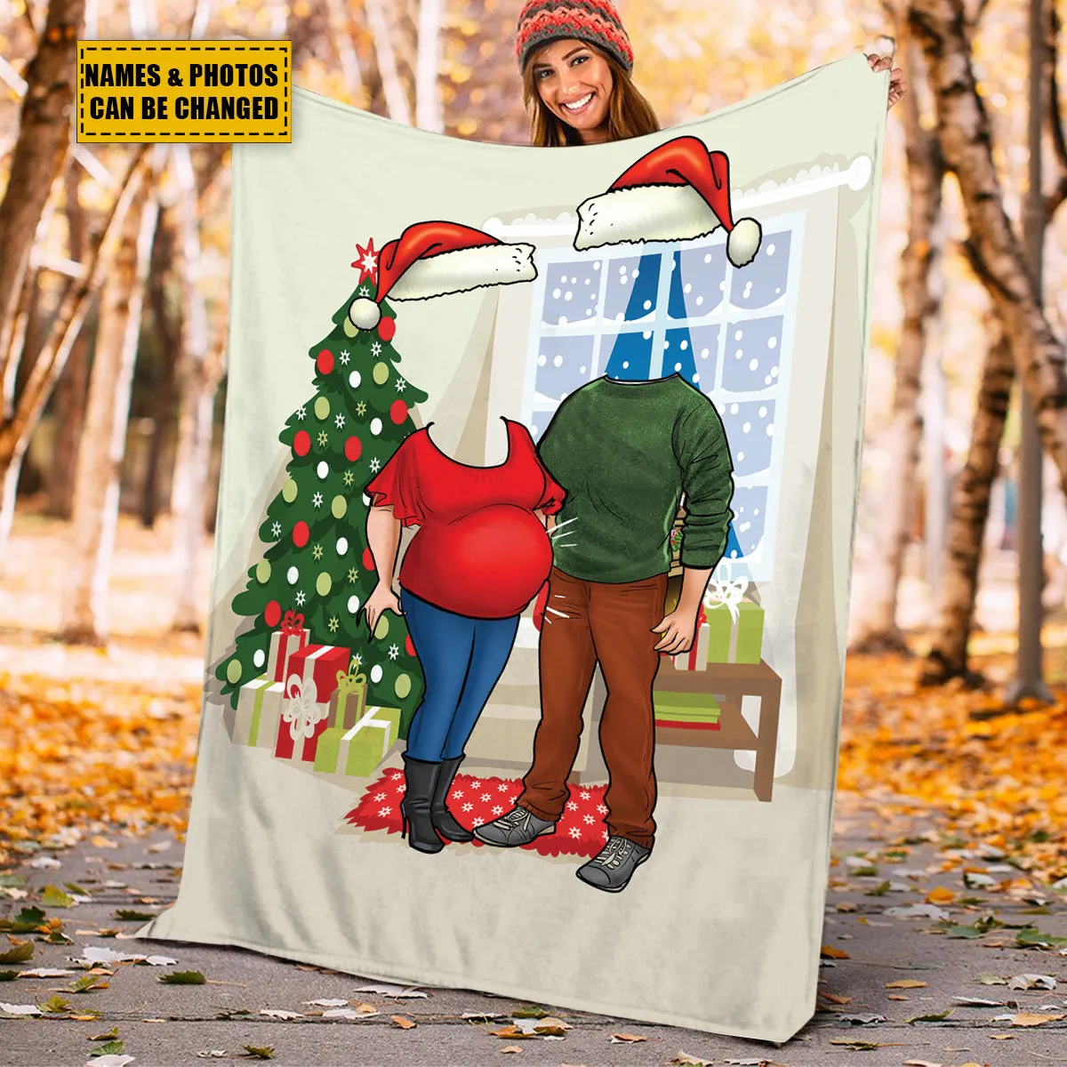 Teesdily | Couple Christmas Custom Blanket With Picture, Christmas Theme Warm Blanket, Customize Blankets With Photos, Funny Christmas Gifts