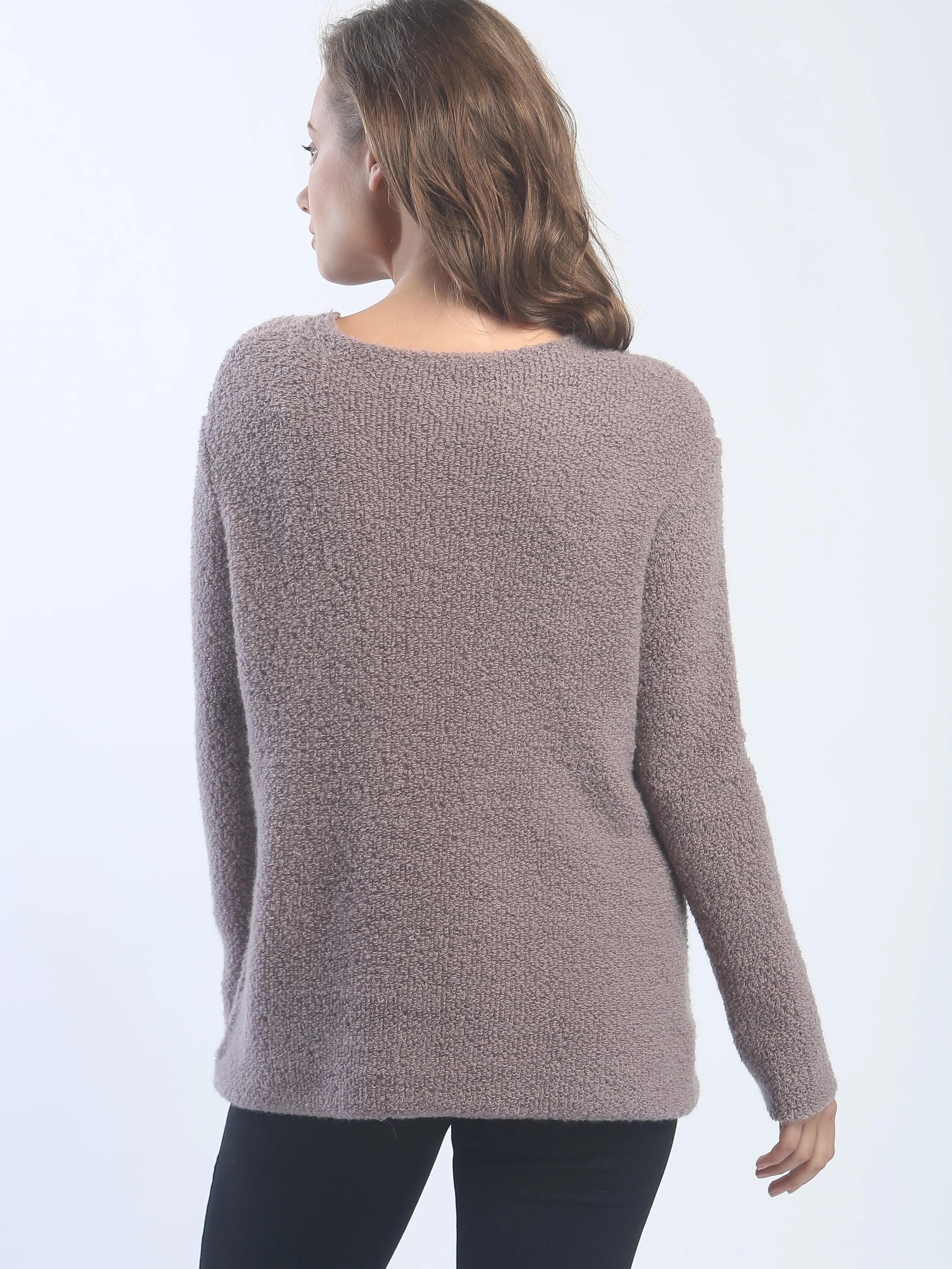 Textured Boat Neck Pocket Pullover