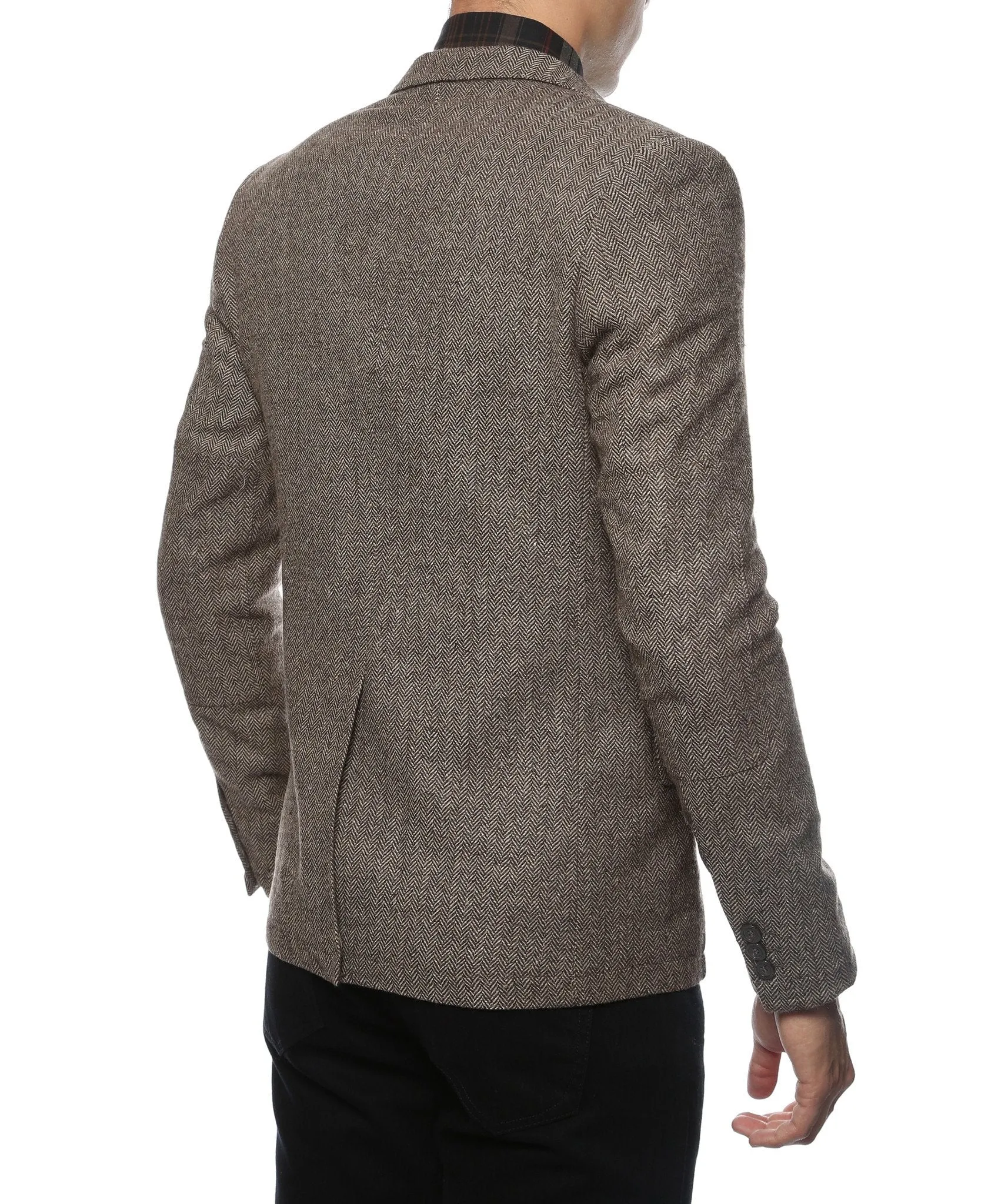 The Hardy Brown Herringbone Super Slim Fit Mens Blazer